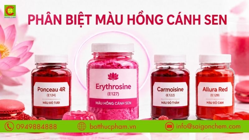 Phân Biệt Màu Hồng Cánh Sen Với Các Loại Màu Đỏ Thực Phẩm Khác